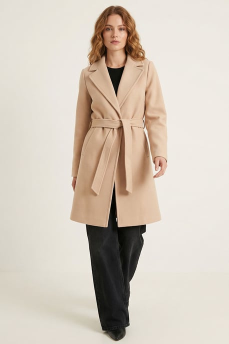 Geknoopte Midi Coat met Jas kraag - Image 1