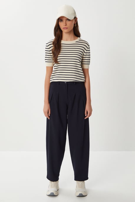 Hoge taille geplooide tailleursbroek - Image 2