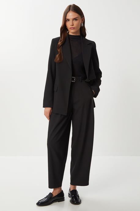Hoge Taille Plissé Tailored Broek - Image 4
