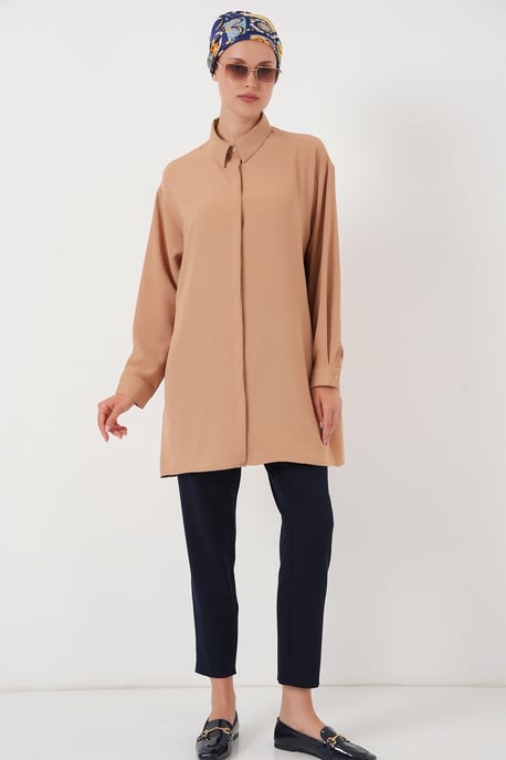 Oversized Lange Mouwen Knopen Blouse met Kraag - Image 2