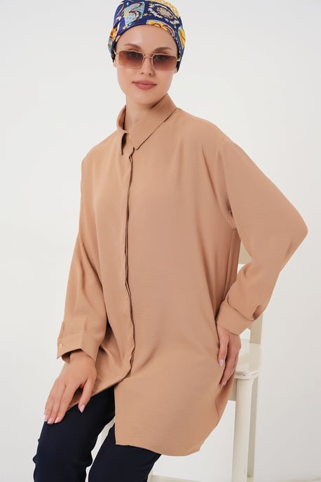 Oversized Lange Mouwen Knopen Blouse met Kraag - Image 3
