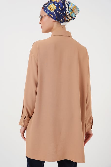 Oversized Lange Mouwen Knopen Blouse met Kraag - Image 6