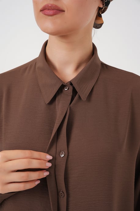 Oversized Lange Mouwen Knopen Blouse met Kraag - Image 2