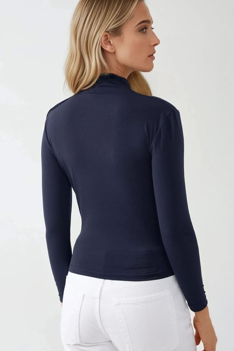 Hoge Kraag Drapé Detail Blouse - Image 5