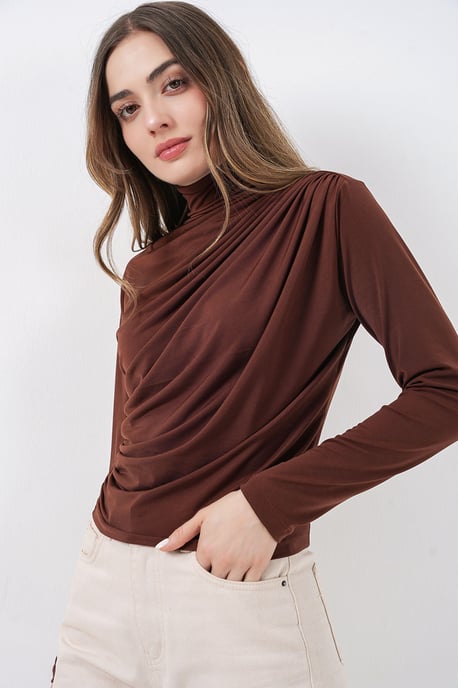 Aansluitende colblouse met drapeer-detail - Image 3