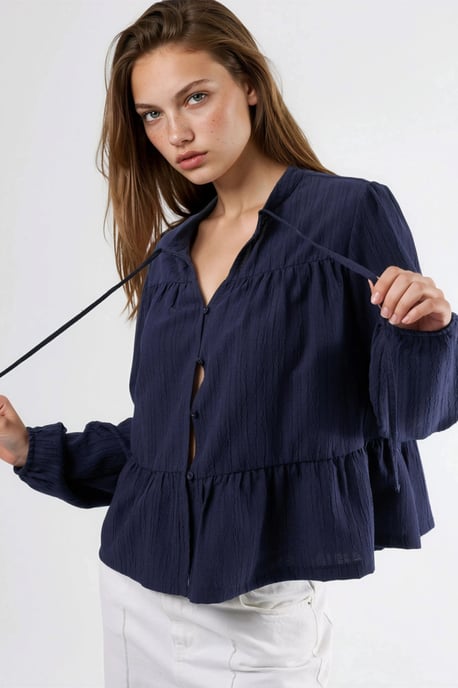 Langemouwen Tippet Kragenblouse - Image 2