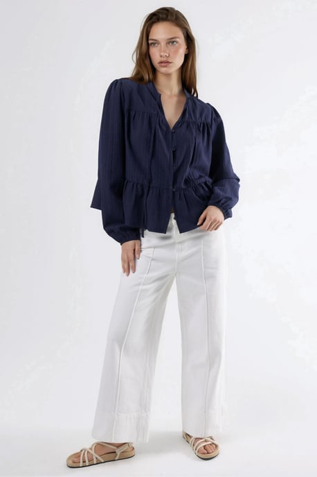 Langemouwen Tippet Kragenblouse - Image 5