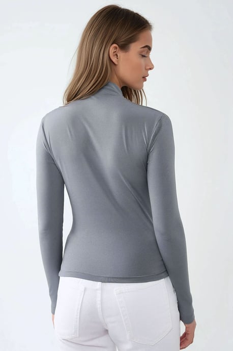 Blouse met hoge kraag en drapeer-detail - Image 4