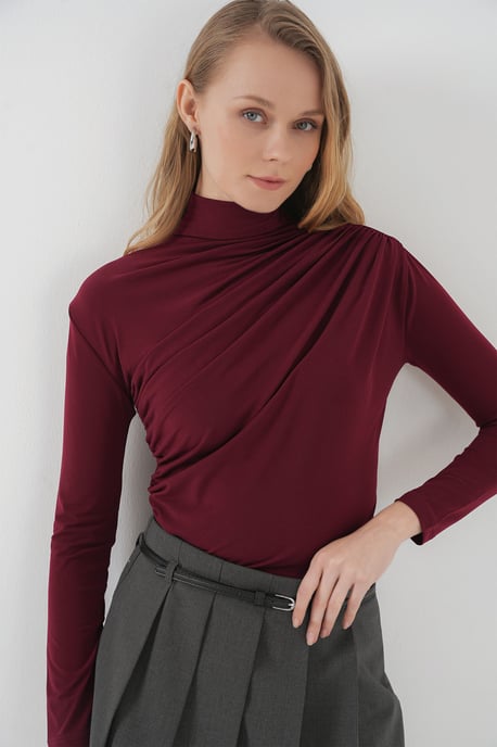 Aansluitende colblouse met drapeer-detail - Image 3