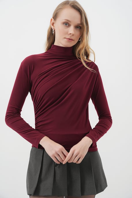 Aansluitende colblouse met drapeer-detail - Image 4