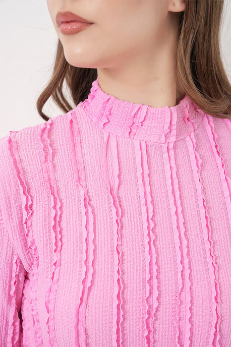 Gestructureerde Slanke Pasvorm Halve Colblouse - Image 5