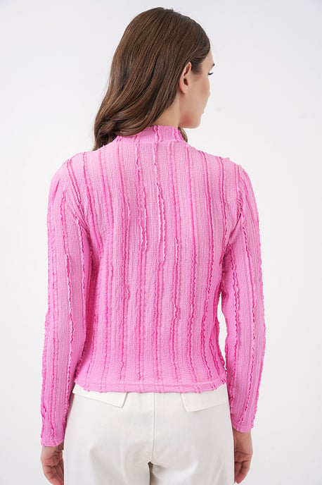 Gestructureerde Slanke Pasvorm Halve Colblouse - Image 6