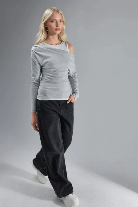 Zachte Touch Ronde Hals Lange Mouw Dubbele Laag Gebreide Blouse - Image 5