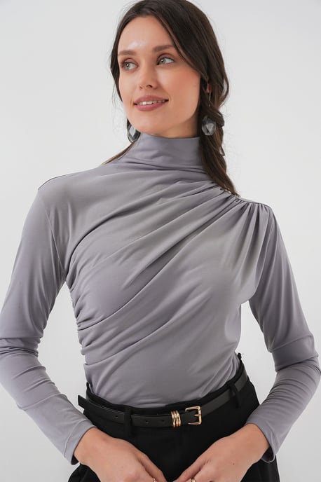 Aansluitende colblouse met drapeer-detail - Image 3