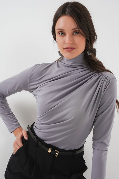 Aansluitende colblouse met drapeer-detail - Image 4