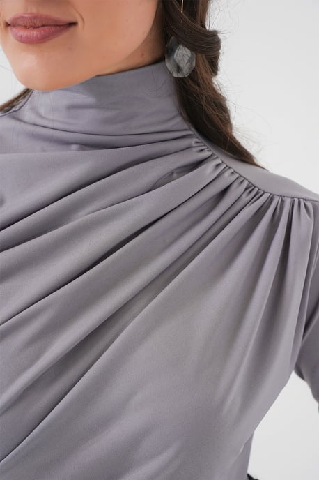 Aansluitende colblouse met drapeer-detail - Image 5