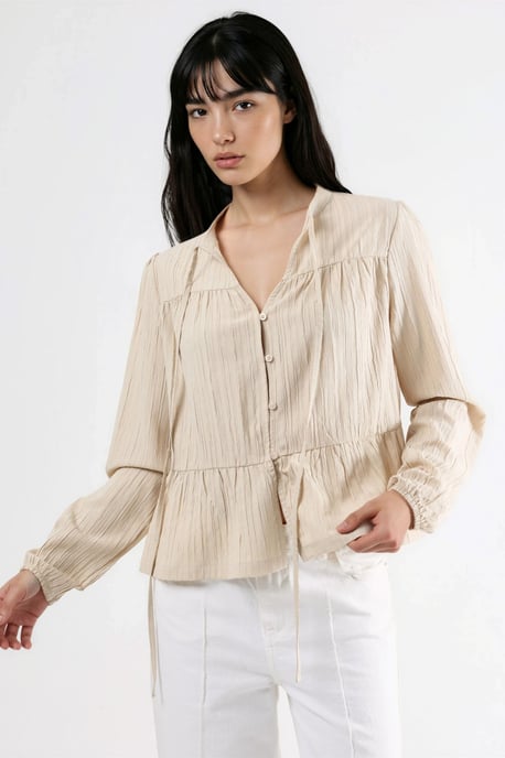 Blouse met lange mouwen en tippetkraag - Image 1