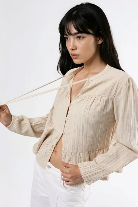 Blouse met lange mouwen en tippetkraag - Image 2