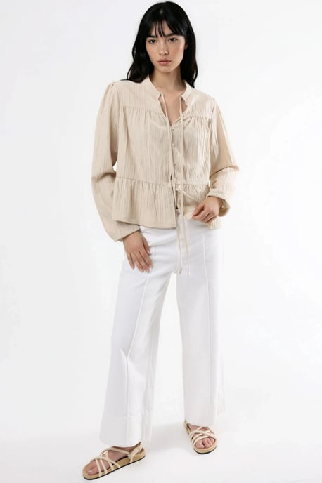 Blouse met lange mouwen en tippetkraag - Image 5