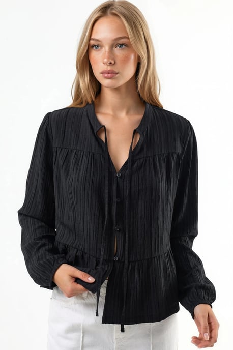 Blouse met lange mouwen en tippetkraag - Image 1
