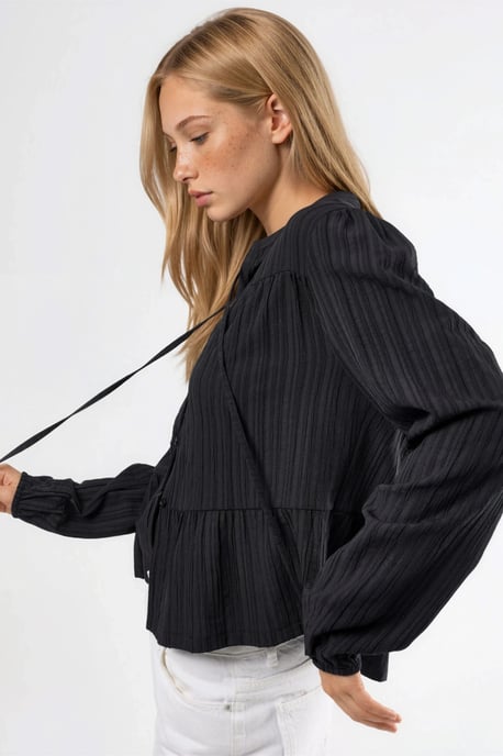 Blouse met lange mouwen en tippetkraag - Image 2