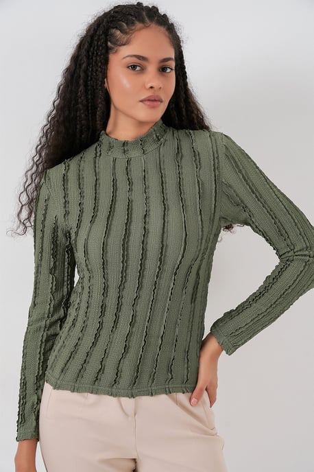 Gestructureerde Slim Fit Halve Colblouse - Image 1