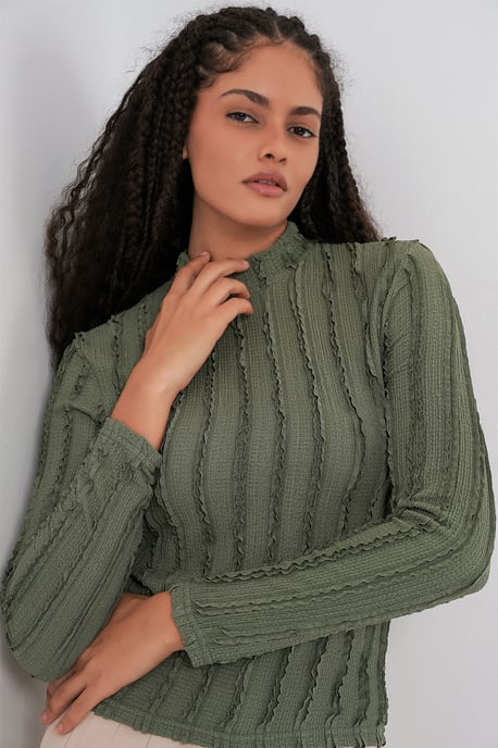 Gestructureerde Slim Fit Halve Colblouse - Image 3