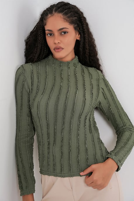 Gestructureerde Slim Fit Halve Colblouse - Image 4