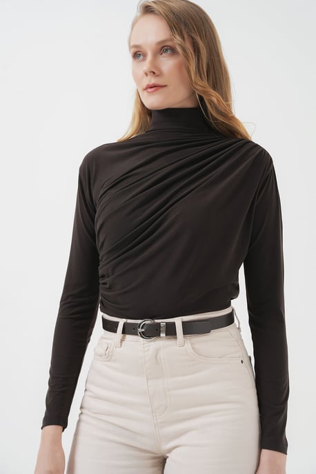 Fitted Colblouse met Drapé Detail - Image 4