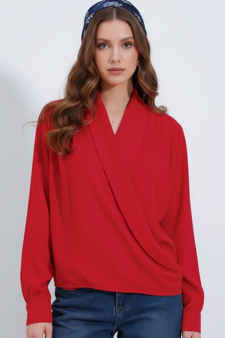 Shawl Kraag Losse Pasvorm Blouse - Image 5
