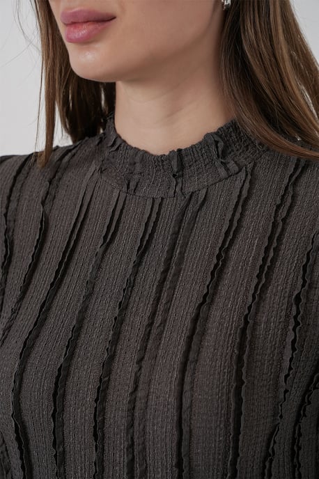 Gestructureerde Slim Fit Halve Turtleneck Blouse - Image 5