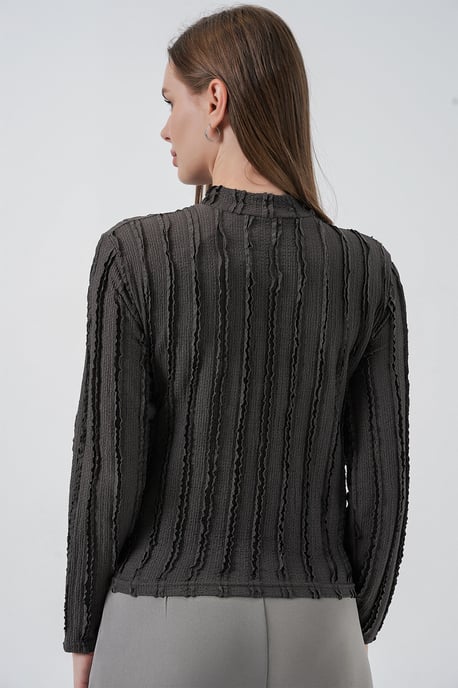 Gestructureerde Slim Fit Halve Turtleneck Blouse - Image 6