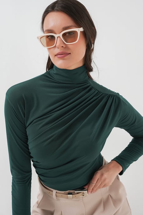 Fitted Colblouse met Drapé Detail - Image 3