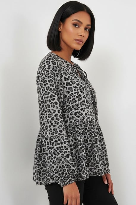 Geprinte Sifon Lange Mouwen Blouse met Binddetails - Image 3