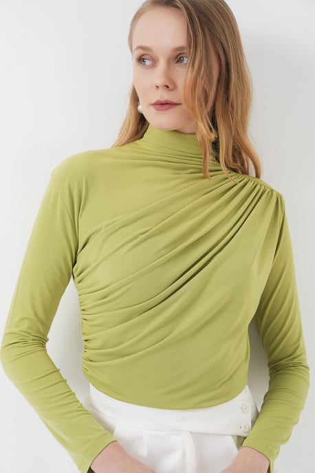 Aansluitende colblouse met drapeer-detail - Image 5