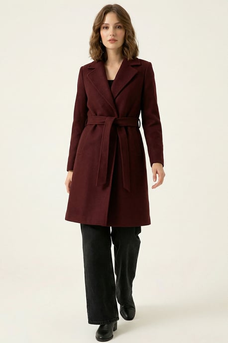 Geknoopte Midi Coat met Jas kraag - Image 1