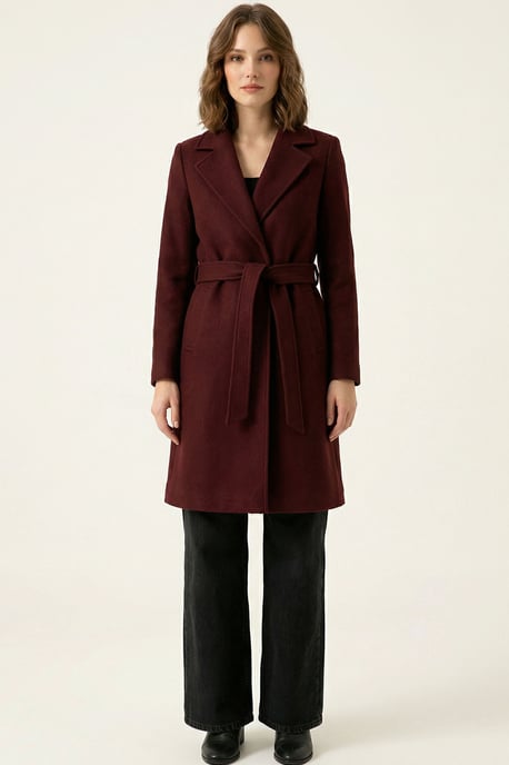Geknoopte Midi Coat met Jas kraag - Image 4