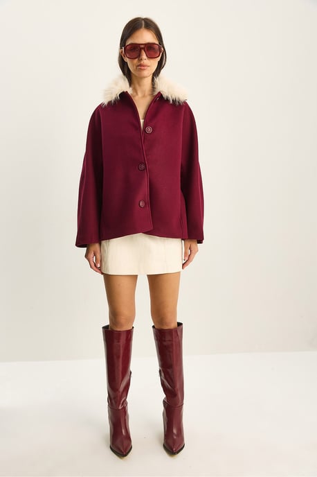 Oversized Pluche Jas met Bontkraag - Image 2
