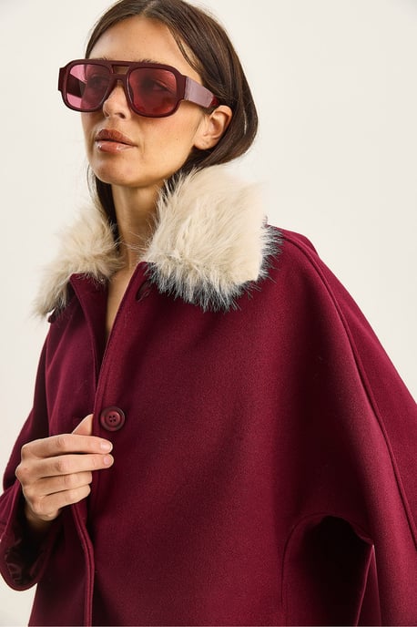 Oversized Pluche Jas met Bontkraag - Image 4