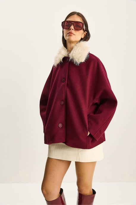 Oversized Pluche Jas met Bontkraag - Image 5