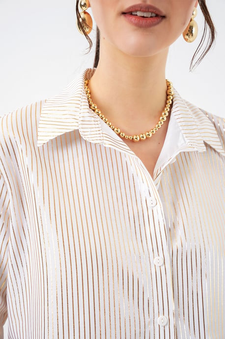 Oversized gestreepte blouse met knopen - Image 4