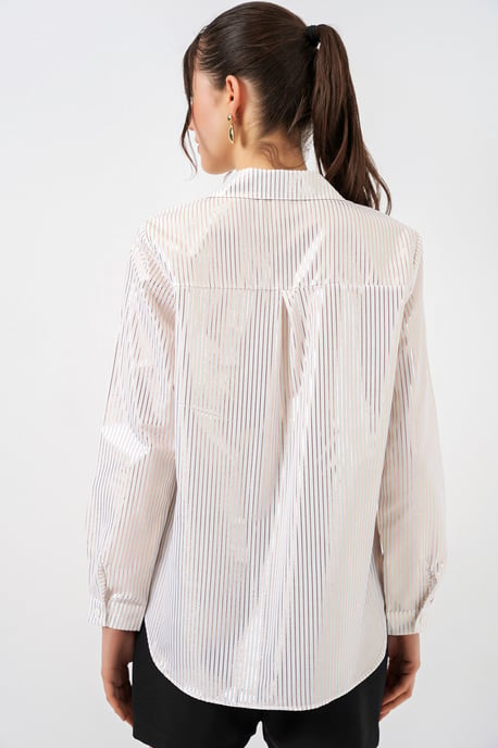 Oversized gestreepte blouse met knopen - Image 5