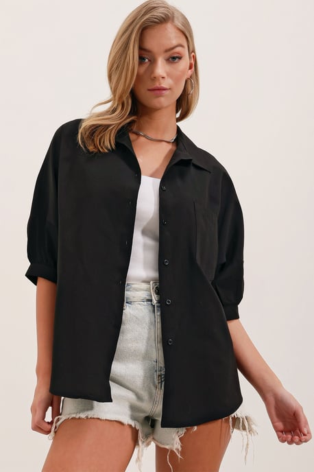 Losse Pasvorm Poplin Shirt met Pocket - Image 4