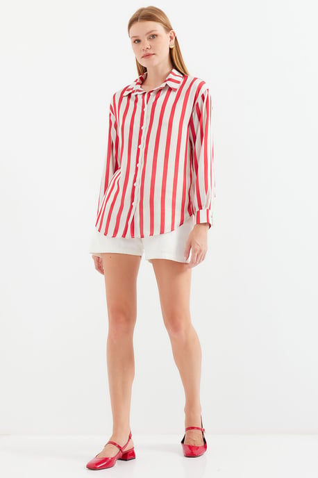 Satin Lange Mouw Knop-Up Shirt - Image 2