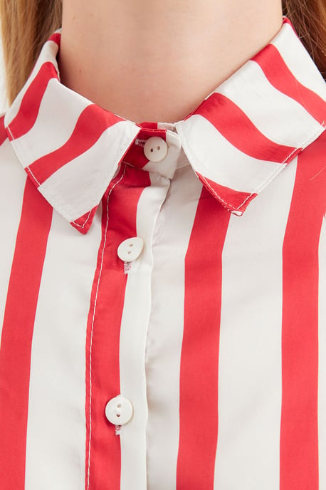 Satin Lange Mouw Knop-Up Shirt - Image 4
