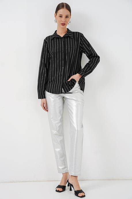 Oversized gestreepte blouse met knopen - Image 2