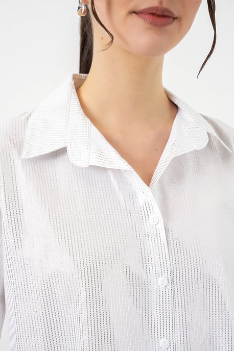 Oversized gestreepte blouse met knopen - Image 4