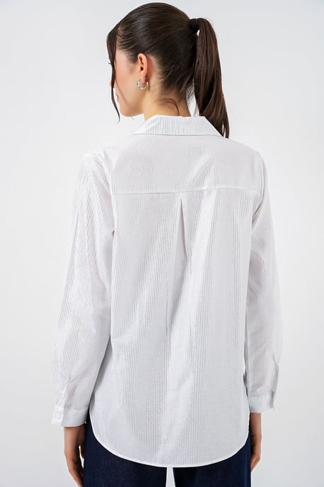 Oversized gestreepte blouse met knopen - Image 5