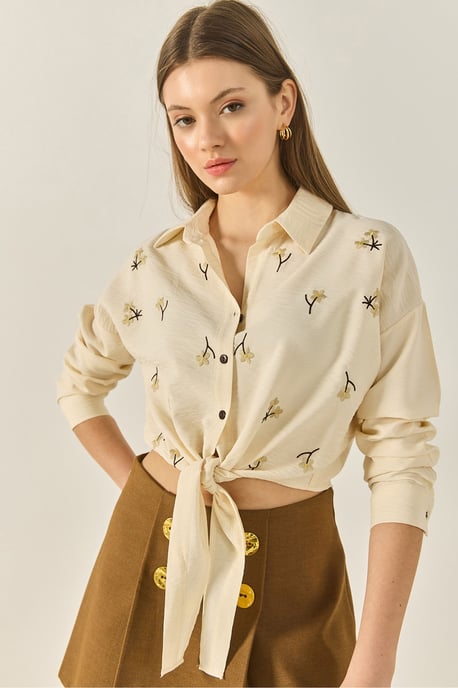 Geborduurde Poplin Shirt met Knoopsluiting - Image 1