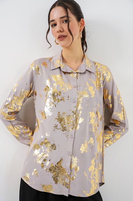 Oversized gestreepte blouse met knopen - Image 3